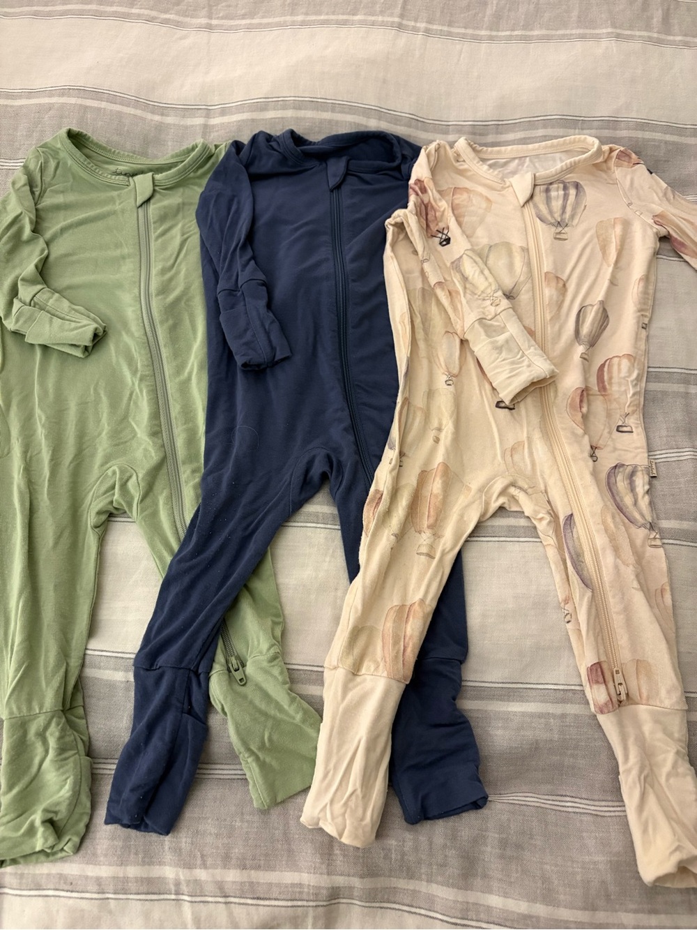 Tiny Kind 3-6M Bamboo Viscose Convertible Footie Set of 3 Pajamas